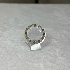 Elegant Pink and Green Gemstone Bracelet